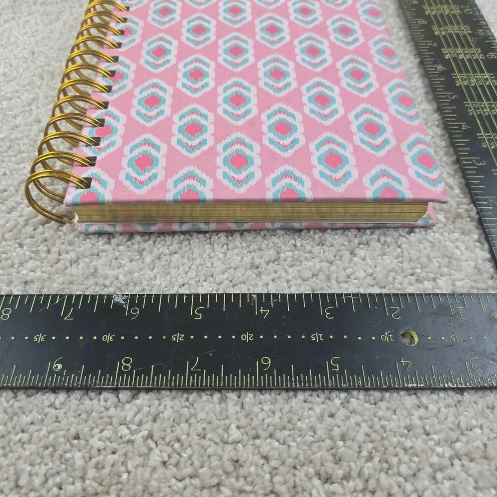 Trends International Spiral Notebook Pink Teal Ikat Gold Gilded Edge Journal